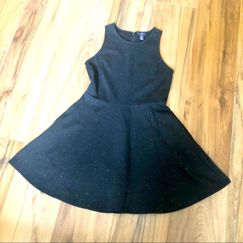 Gap Black Specked Sleeveless Flare Dress Size Medium